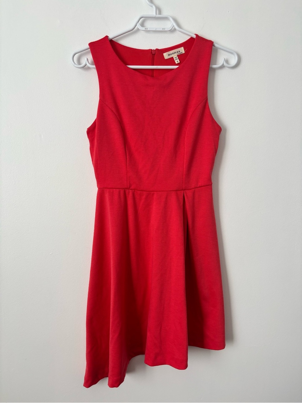 Monteau Los Angeles Red Fit & Flare Dress asymmetrical hem Sleeveless Size S